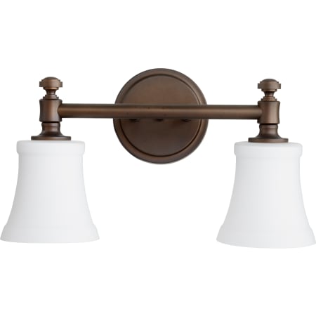 Quorum International Rossington 2 Light 16-1/8" Wide Bathroom Vanity Light with Satin Opal Shade Oiled Bronze / Satin Opal
