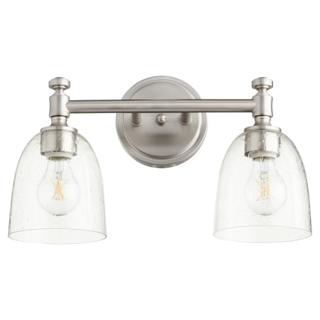 Quorum International Rossington 2 Light 17" Wide Vanity Light Satin Nickel / Clear Seeded