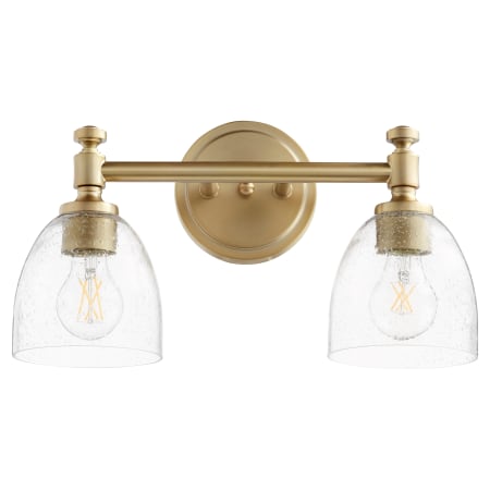 Quorum International Rossington 2 Light 17" Wide Vanity Light Aged Brass / Clear Seeded