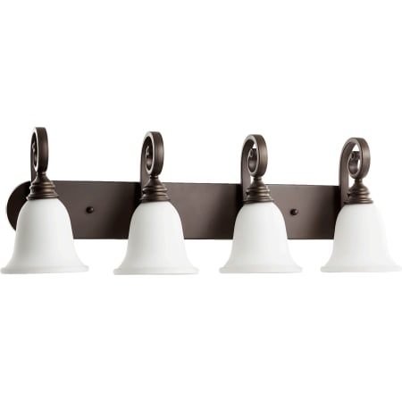 Quorum International Bryant 4 Light 31-1/2" Wide Bathroom Vanity Light Oiled Bronze / Satin Opal