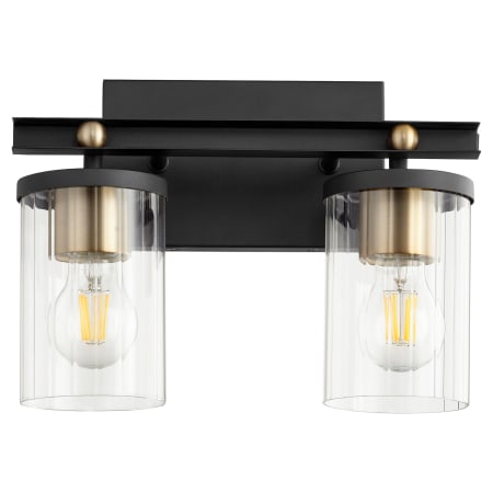 Quorum International Empire 2 Light 13" Wide Vanity Light Textured Black / Aged Brass