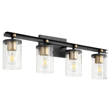 Quorum International Empire 4 Light 29" Wide Vanity Light Textured Black / Aged Brass