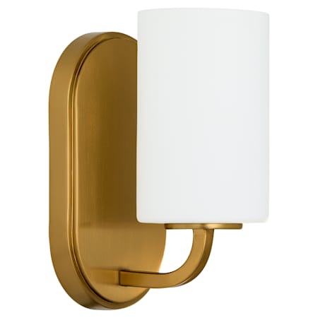 Quorum International Rutherford 9" Tall Bathroom Sconce with Satin Opal Shade Brushed Brass
