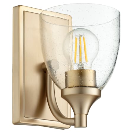 Quorum International Enclave 8" Tall Bathroom Sconce Aged Brass / Clear Seeded