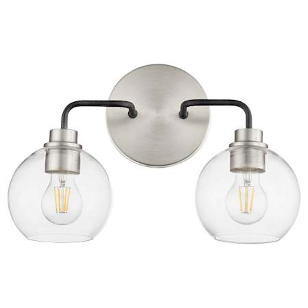 Quorum International Clarion 2 Light 17" Wide Vanity Light with Shades Textured Black / Satin Nickel