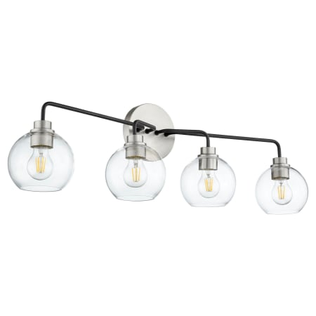 Quorum International Clarion 4 Light 36" Wide Vanity Light with Shades Textured Black / Satin Nickel
