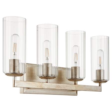 Quorum International Merrick 4 Light 25" Wide Vanity Light with Shades Aged Silver Leaf