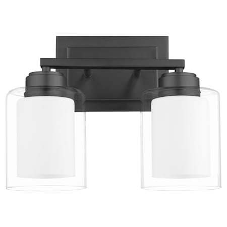 Quorum International Fort Worth 2 Light 14" Wide Vanity Light with Shades Matte Black
