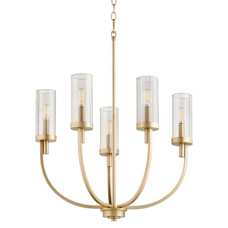 Quorum International Ladin 5 Light 24" Wide Chandelier Aged Brass / Smoke Fluted Glass