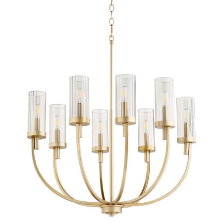 Quorum International Ladin 8 Light 28" Wide Chandelier Aged Brass / Smoke Fluted Glass