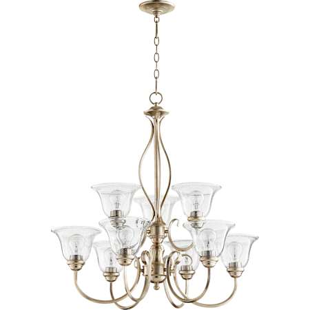 Quorum International Spencer 9 Light 29" Wide Chandelier Aged Silver Leaf / Clear Seeded