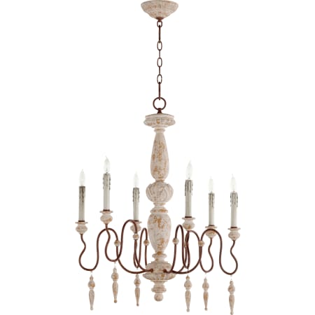 Quorum International La Maison 6 Light 26" Wide Taper Candle Chandelier Manchester Grey / Rust Accents