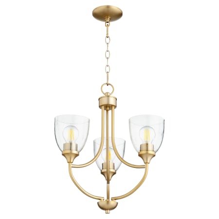 Quorum International Enclave 3 Light 19" Wide Chandelier Aged Brass / Clear Seeded