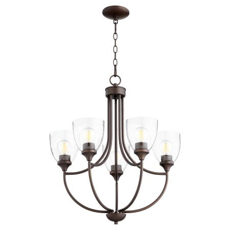 Quorum International Enclave 5 Light 24" Wide Chandelier Oiled Bronze / Clear Seeded