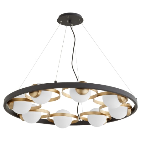Quorum International Nimbus 8 Light 32" Wide Ring Chandelier Textured Black / Aged Brass