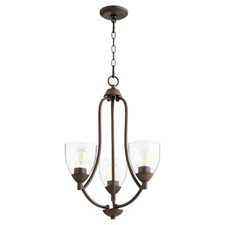 Quorum International Barkley 3 Light 18" Wide Chandelier Oiled Bronze / Clear Seeded