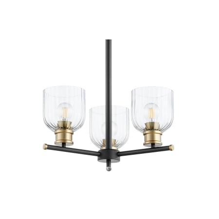 Quorum International Monarch 3 Light 19" Wide Chandelier Noir / Aged Brass