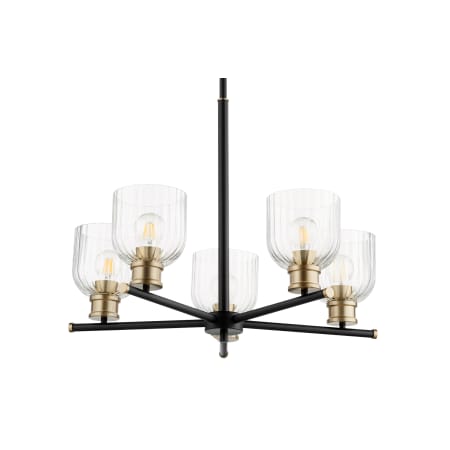 Quorum International Monarch 5 Light 26" Wide Chandelier Noir / Aged Brass