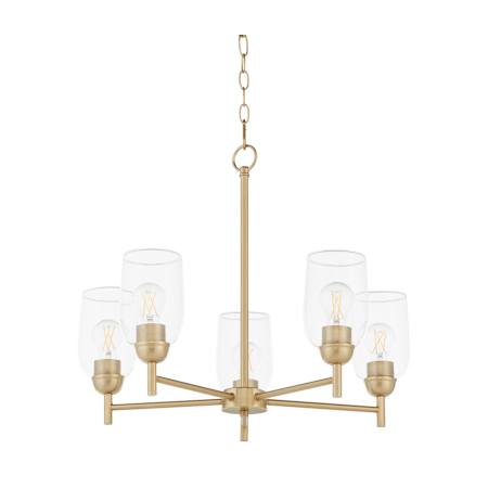 Quorum International Goodwin 5 Light 25" Wide Chandelier Aged Brass