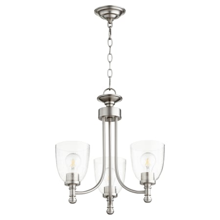 Quorum International Rossington 3 Light 18" Wide Chandelier Satin Nickel / Clear Seeded