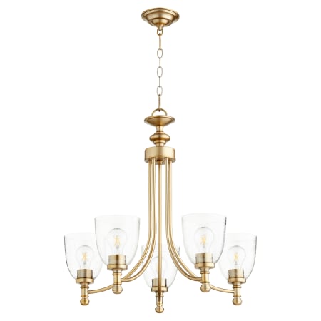 Quorum International Rossington 5 Light 25" Wide Chandelier Aged Brass / Clear Seeded