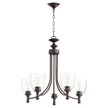 Quorum International Rossington 5 Light 25" Wide Chandelier Oiled Bronze / Clear Seeded