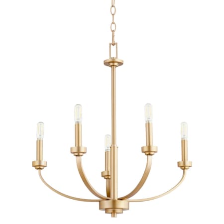 Quorum International Reyes 5 Light 26" Wide Candle Style Chandelier Aged Brass