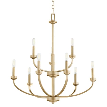 Quorum International Reyes 9 Light 32" Wide Candle Style Chandelier Aged Brass
