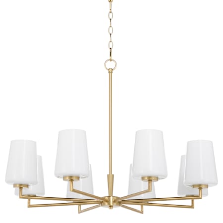 Quorum International Goodwin 8 Light 32" Wide Chandelier with Opal Shades Aged Brass