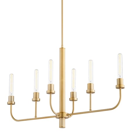Quorum International Sheridan 6 Light 35" Wide Linear Chandelier Aged Brass