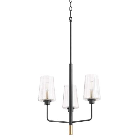 Quorum International Dalia 3 Light 19" Wide Chandelier Textured Black / Aged Brass