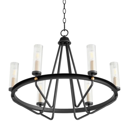 Quorum International Empire 6 Light 26" Wide Ring Chandelier Textured Black / Aged Brass