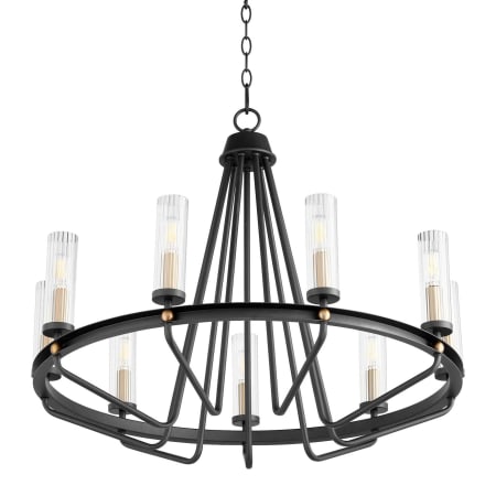 Quorum International Empire 9 Light 30" Wide Ring Chandelier Textured Black / Aged Brass