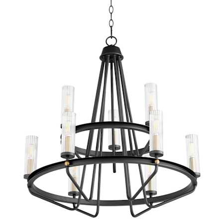 Quorum International Empire 9 Light 28" Wide Ring Chandelier Textured Black / Aged Brass