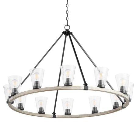 Quorum International Paxton 12 Light 46" Wide Ring Chandelier Textured Black / Weathered Oak