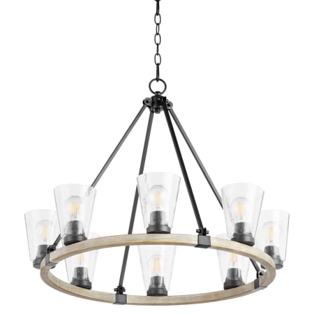 Quorum International Paxton 8 Light 31" Wide Ring Chandelier with Shades Textured Black / Weathered Oak