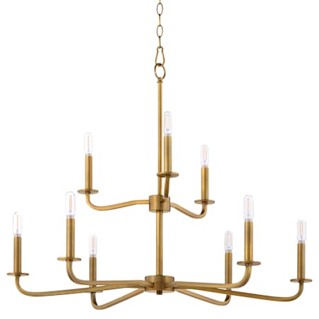 Quorum International Rutherford 9 Light 29" Wide Taper Candle Style Chandelier Brushed Brass
