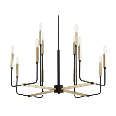Quorum International Lacy 12 Light 30" Wide Chandelier Noir / Aged Brass