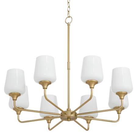 Quorum International Raymond 8 Light 32" Wide Chandelier with Opal Shades Aged Brass