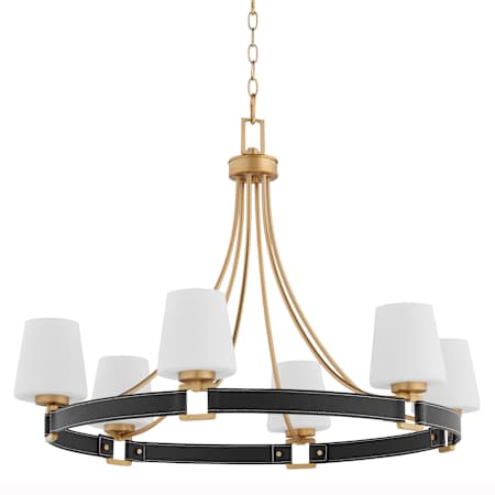 Quorum International Hidalgo 6 Light 34" Wide Chandelier Aged Brass