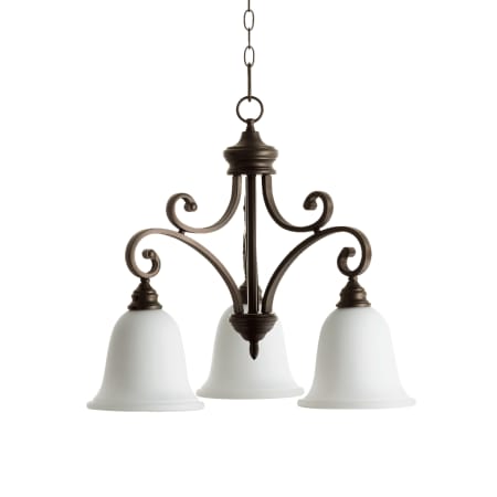 Quorum International Bryant 3 Light 25" Wide Chandelier Oiled Bronze / Satin Opal