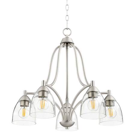 Quorum International Barkley 5 Light 24" Wide Pendant Satin Nickel / Clear / Seeded