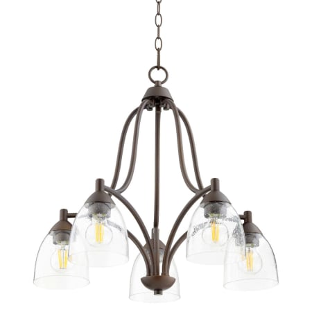 Quorum International Barkley 5 Light 24" Wide Pendant Oiled Bronze / Clear / Seeded