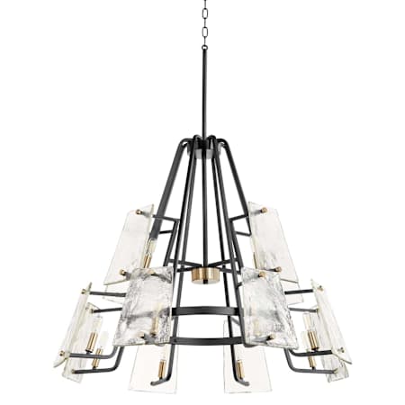 Quorum International Tioga 12 Light 36" Wide Ring Chandelier Textured Black / Aged Brass