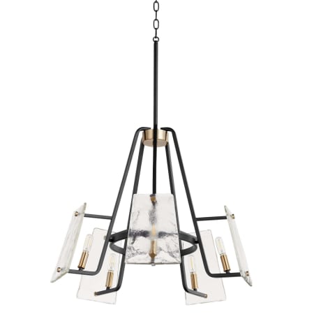 Quorum International Tioga 5 Light 25" Wide Ring Chandelier Textured Black / Aged Brass