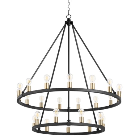 Quorum International Paxton 24 Light 42" Wide Ring Chandelier Textured Black / Aged Brass