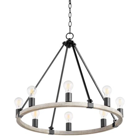 Quorum International Paxton 8 Light 27" Wide Ring Chandelier Textured Black / Weathered Oak