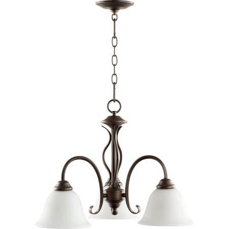 Quorum International Spencer 3 Light 21" Wide Chandelier Oiled Bronze / Satin Opal