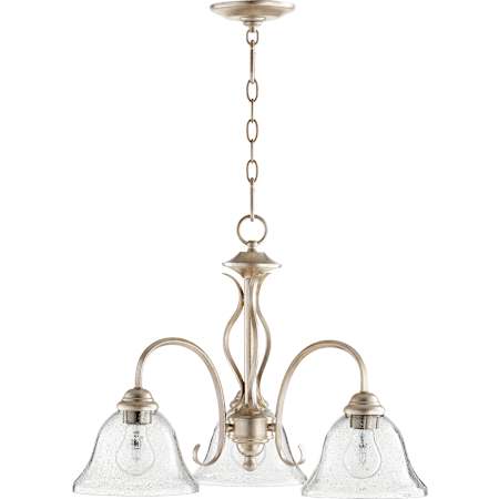 Quorum International Spencer 3 Light 21" Wide Chandelier Aged Silver Leaf / Clear Seeded