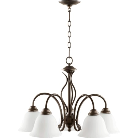 Quorum International Spencer 5 Light 24" Wide Chandelier Oiled Bronze / Satin Opal
